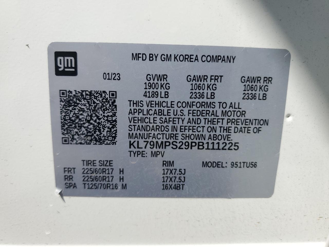 2023 Chevrolet Trailblazer Lt VIN: KL79MPS29PB111225 Lot: 68382075