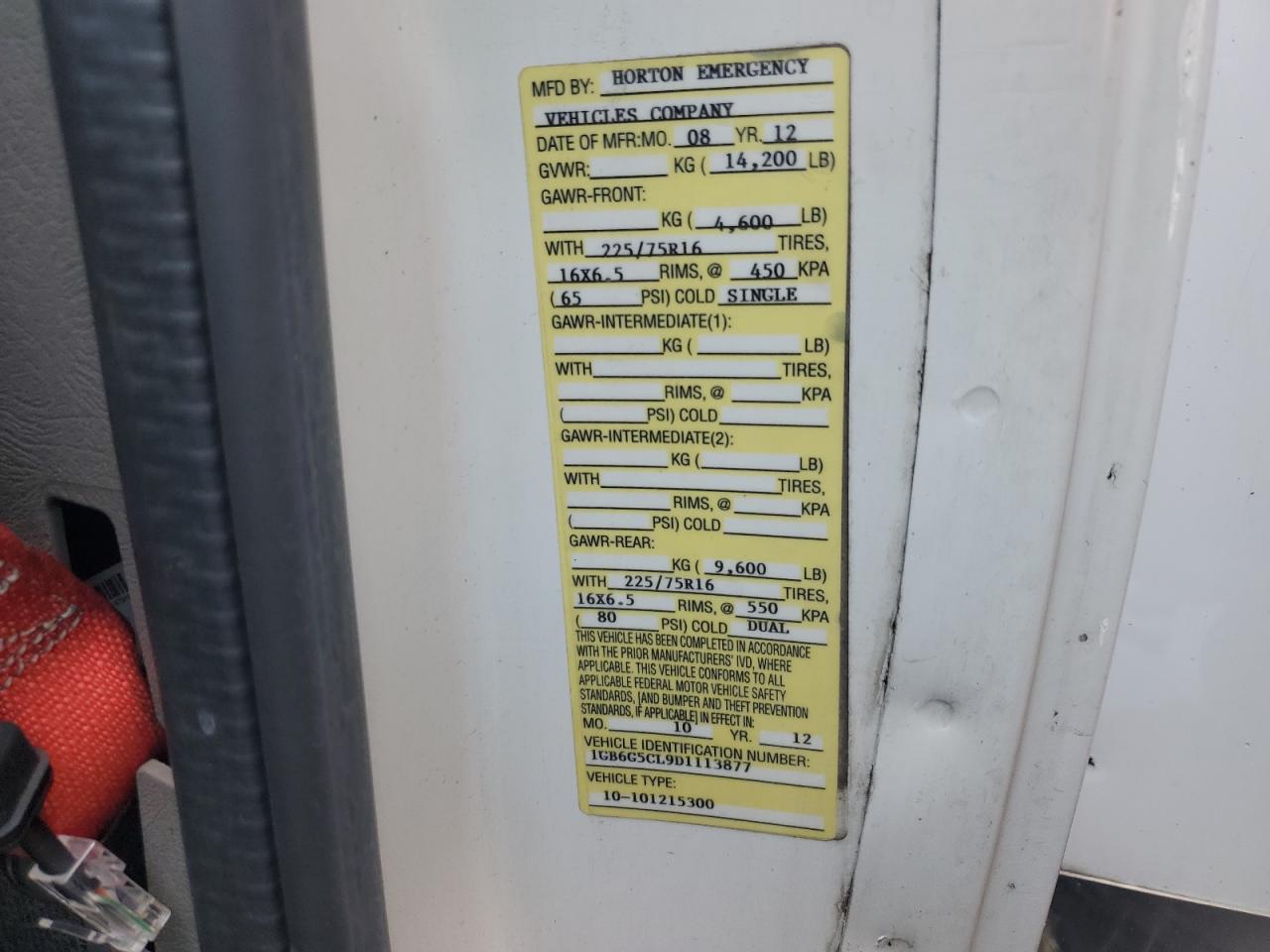 2013 Chevrolet Express G4500 VIN: 1GB6G5CL9D1113877 Lot: 68862725