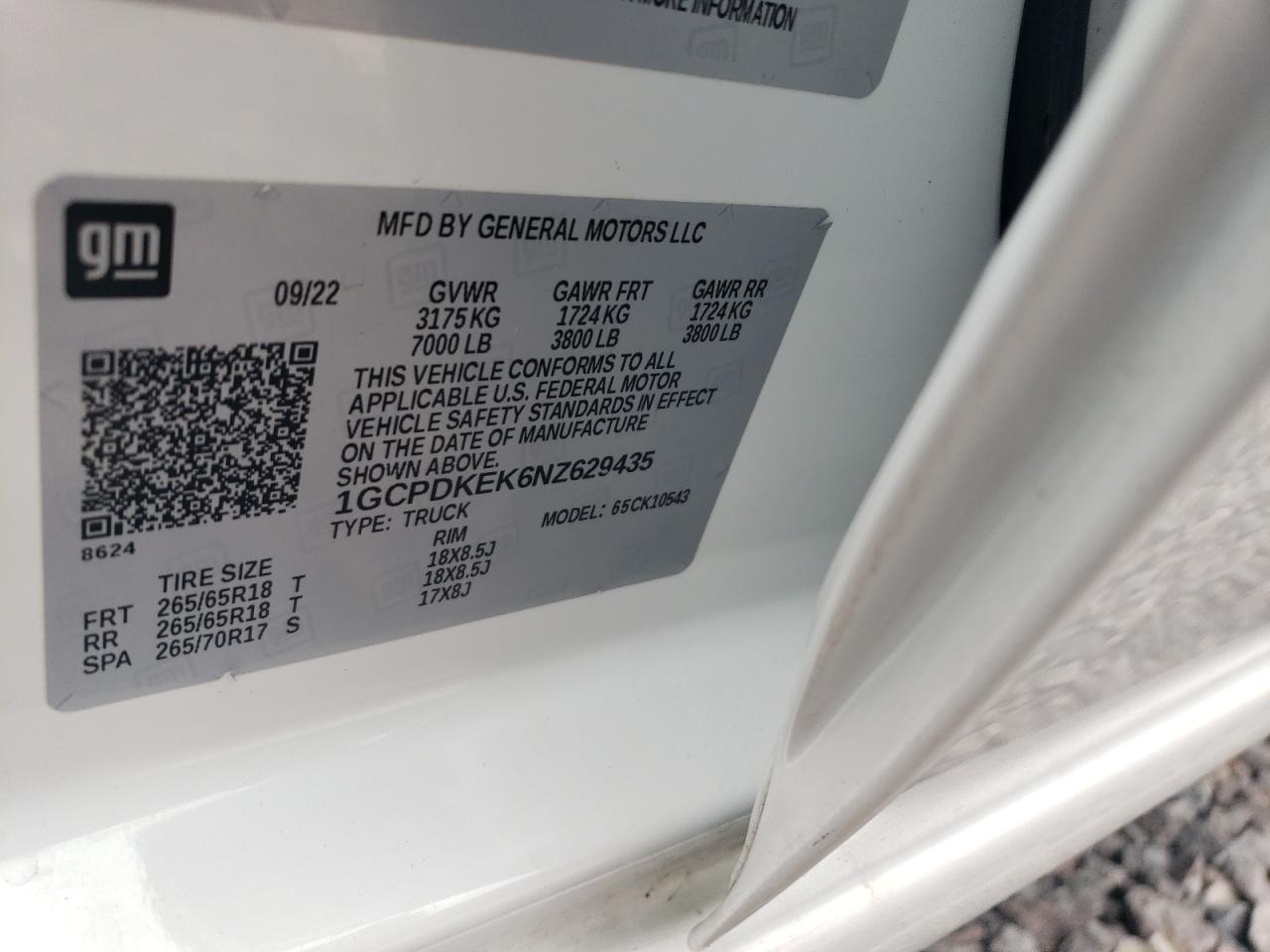 2022 Chevrolet Silverado K1500 Lt-L VIN: 1GCPDKEK6NZ629435 Lot: 69188915