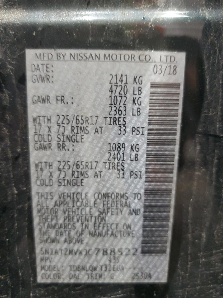 5N1AT2MVXJC788522 2018 Nissan Rogue S
