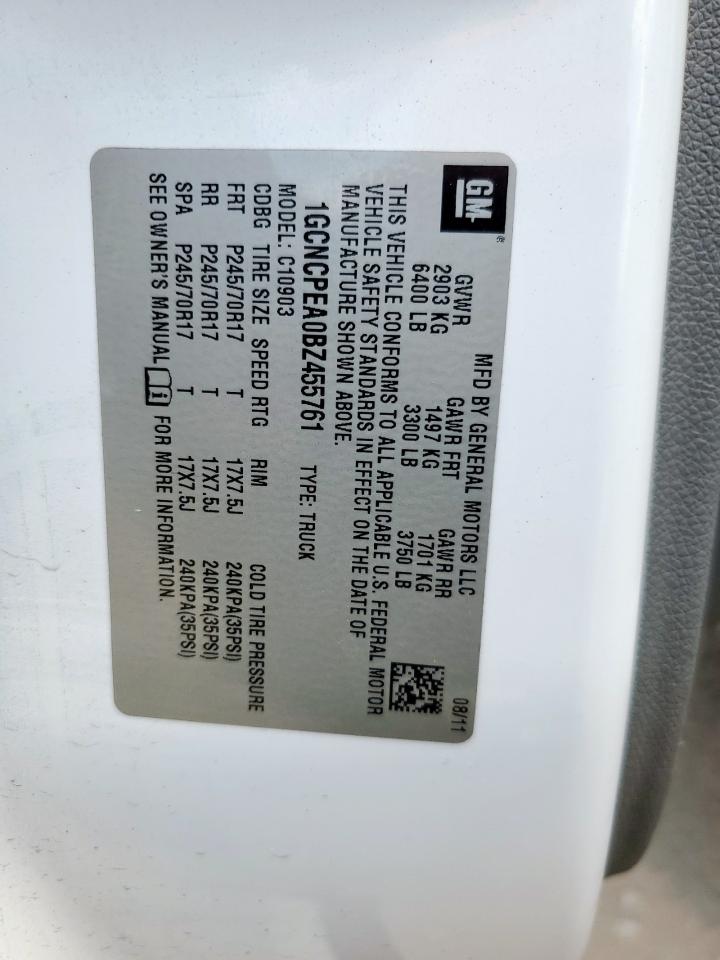 2011 Chevrolet Silverado C1500 VIN: 1GCNCPEA0BZ455761 Lot: 71079855