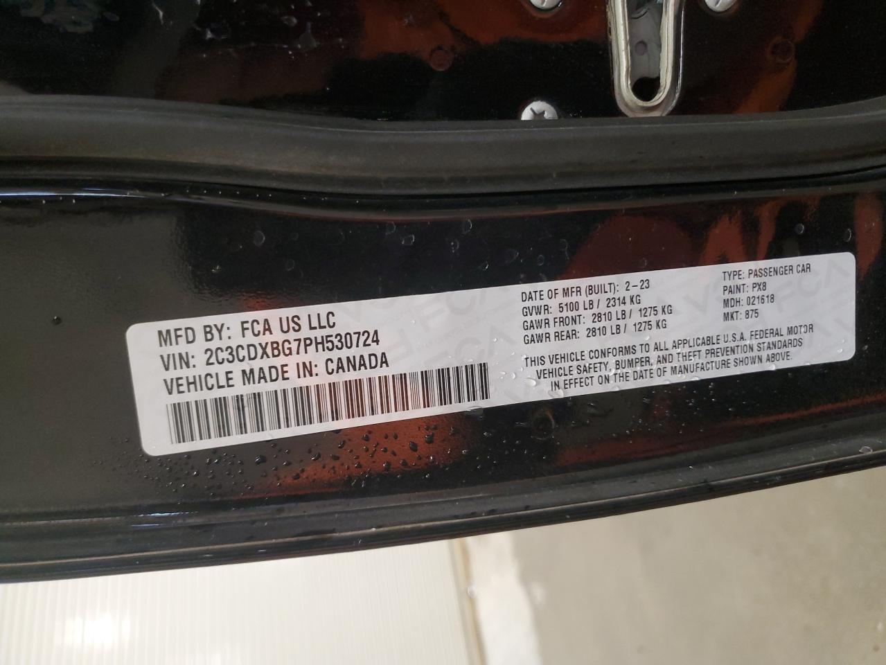 2023 Dodge Charger Sxt VIN: 2C3CDXBG7PH530724 Lot: 69203815