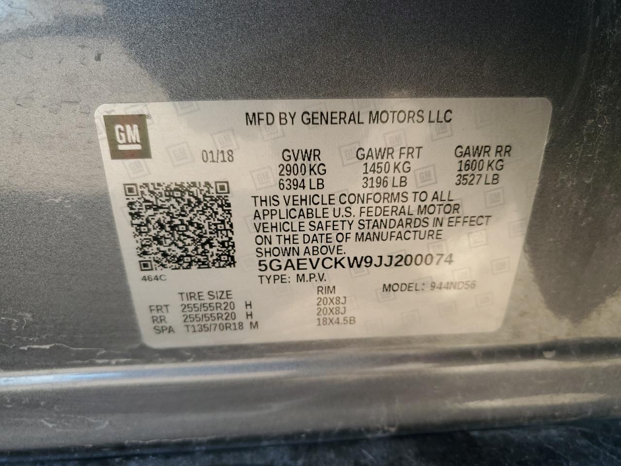 2018 Buick Enclave Avenir VIN: 5GAEVCKW9JJ200074 Lot: 69460065