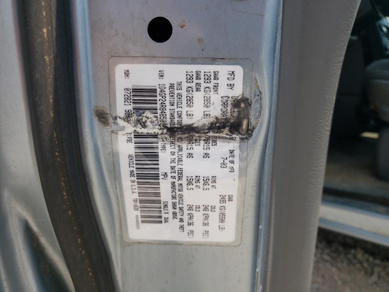 2004 Dodge Grand Caravan Se VIN: 1D4GP24R84B501357 Lot: 69674295