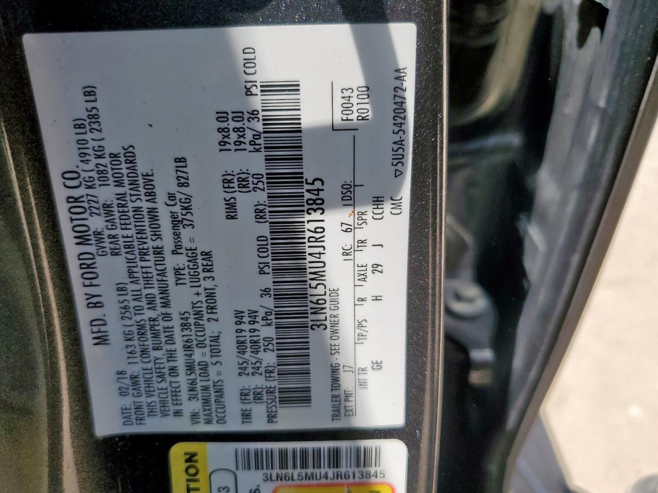 2018 Lincoln Mkz Hybrid Reserve VIN: 3LN6L5MU4JR613845 Lot: 69097125