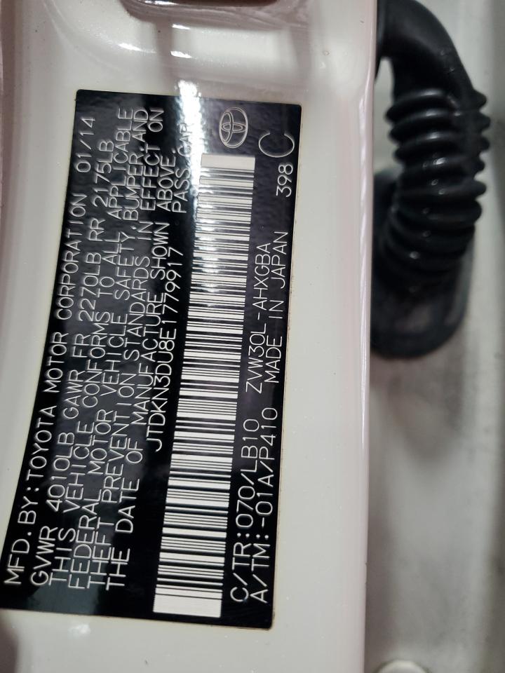 2014 Toyota Prius VIN: JTDKN3DU8E1779917 Lot: 69586425