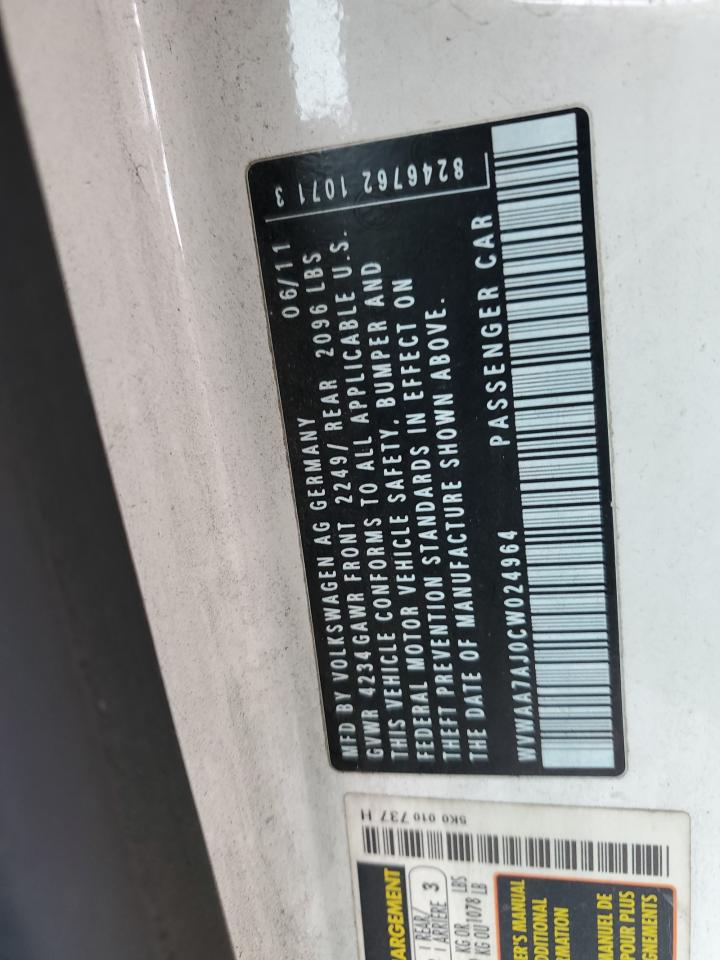 2012 Volkswagen Golf VIN: WVWAA7AJ0CW024964 Lot: 70179715