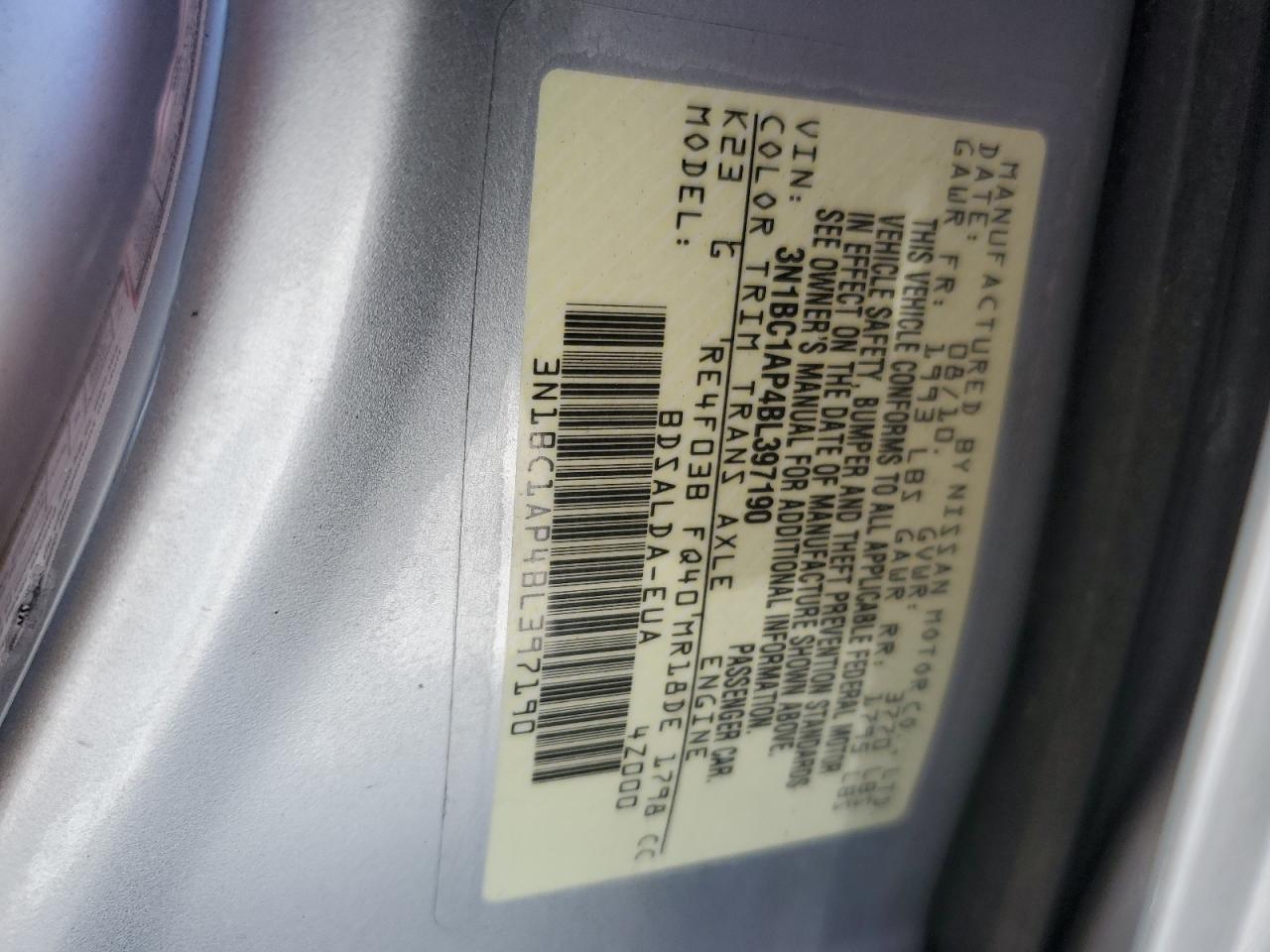 2011 Nissan Versa S VIN: 3N1BC1AP4BL397190 Lot: 85709345