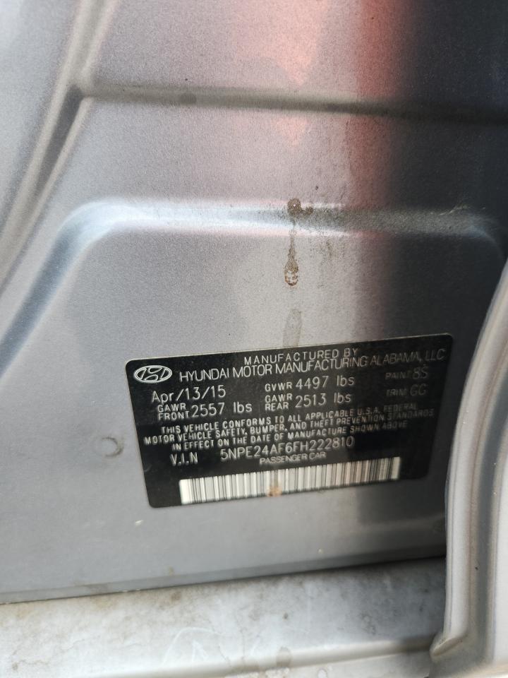 2015 Hyundai Sonata Se VIN: 5NPE24AF6FH222810 Lot: 70086235