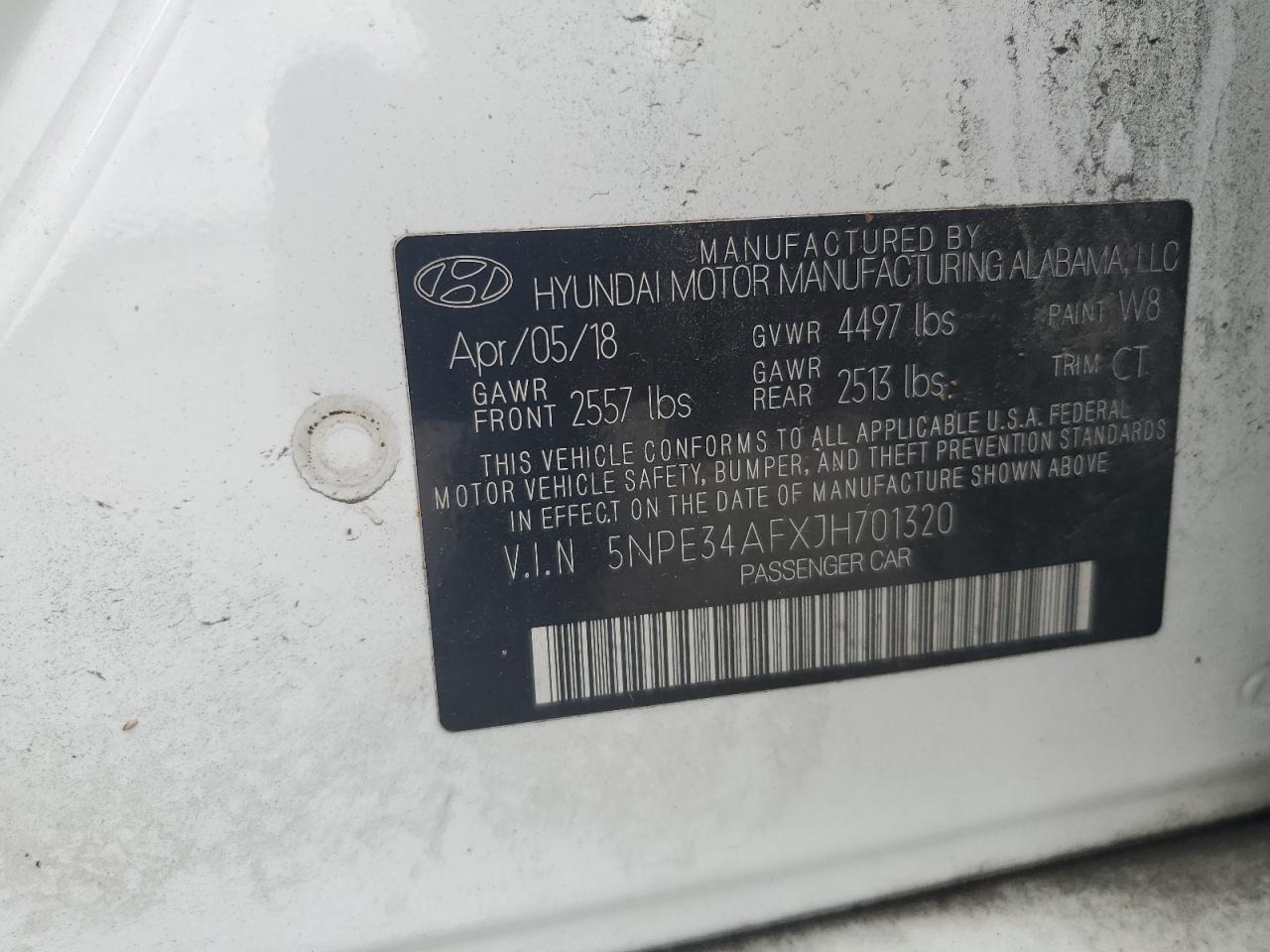 2018 Hyundai Sonata Sport VIN: 5NPE34AFXJH701320 Lot: 70502525