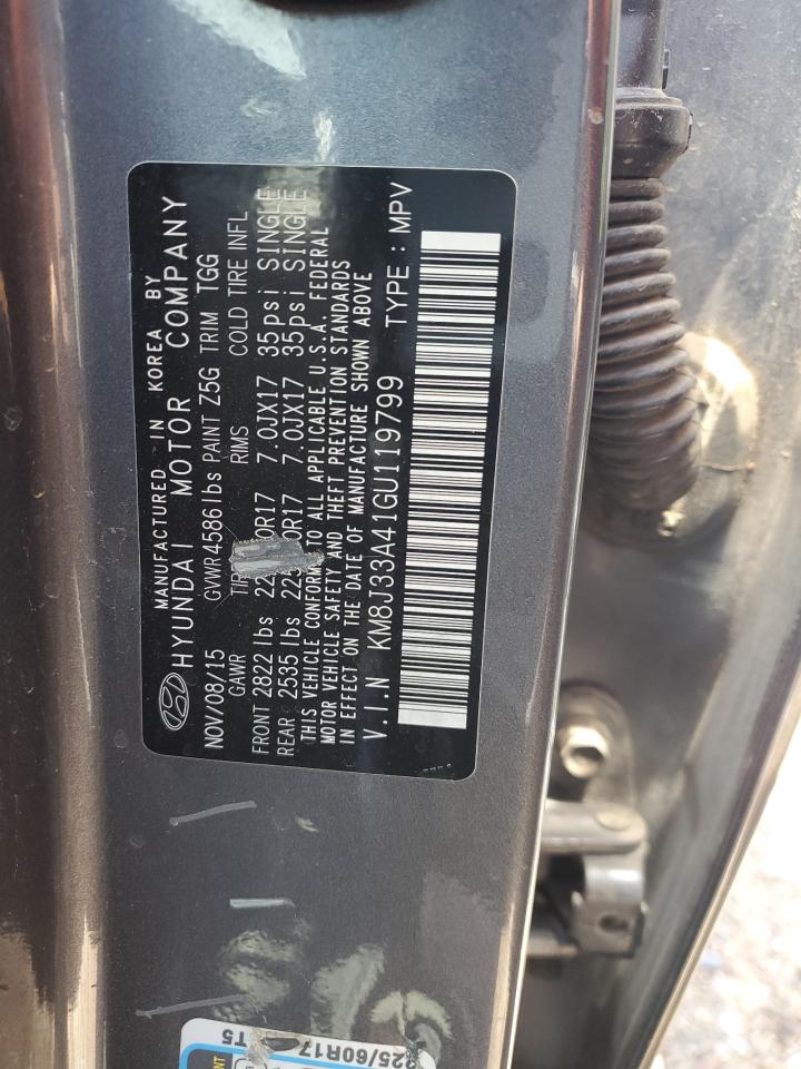 2016 Hyundai Tucson Limited VIN: KM8J33A41GU119799 Lot: 68171065