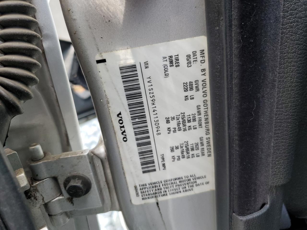 2004 Volvo Xc70 VIN: YV1SZ59H141130948 Lot: 70692365