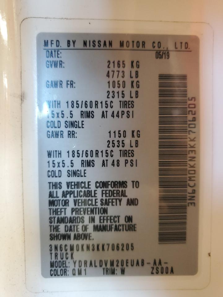 2019 Nissan Nv200 2.5S VIN: 3N6CM0KN3KK706205 Lot: 70011815