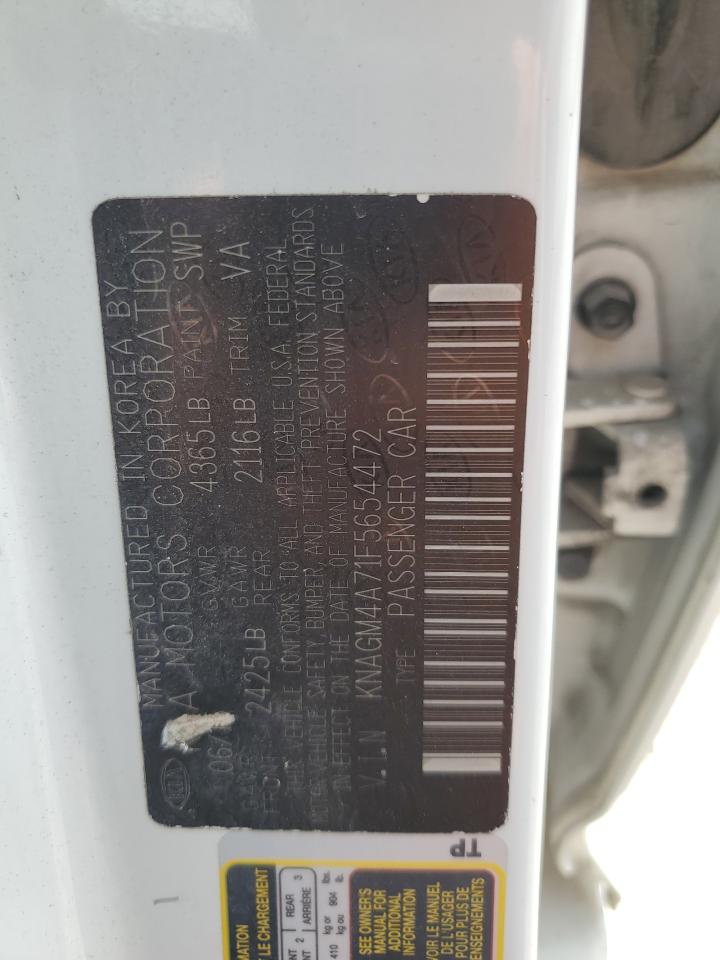 2015 Kia Optima Lx VIN: KNAGM4A71F5654472 Lot: 67460835