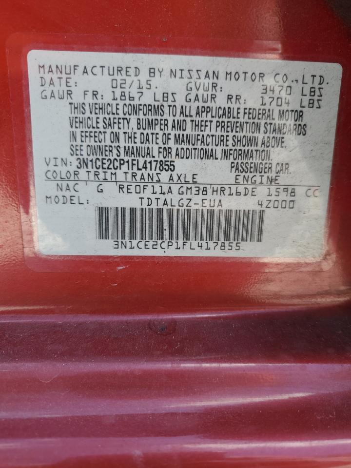 2015 Nissan Versa Note S VIN: 3N1CE2CP1FL417855 Lot: 68639595