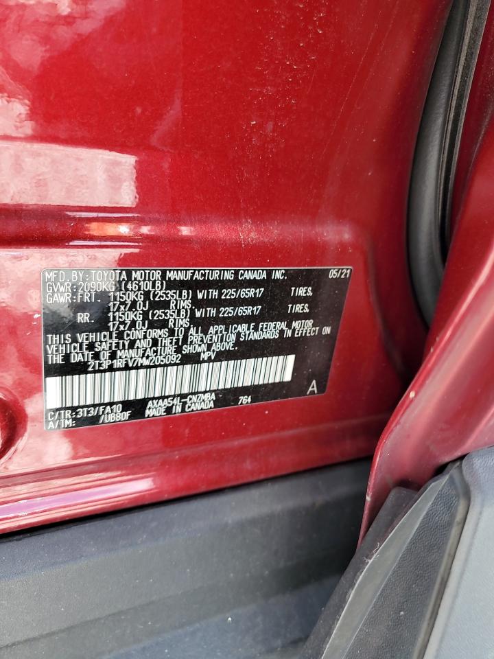 2021 Toyota Rav4 Xle VIN: 2T3P1RFV7MW205092 Lot: 69372785