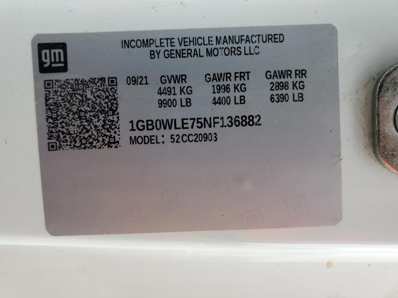 2022 Chevrolet Silverado - Trucks Delivery Truck VIN: 1GB0WLE75NF136882 Lot: 67376495