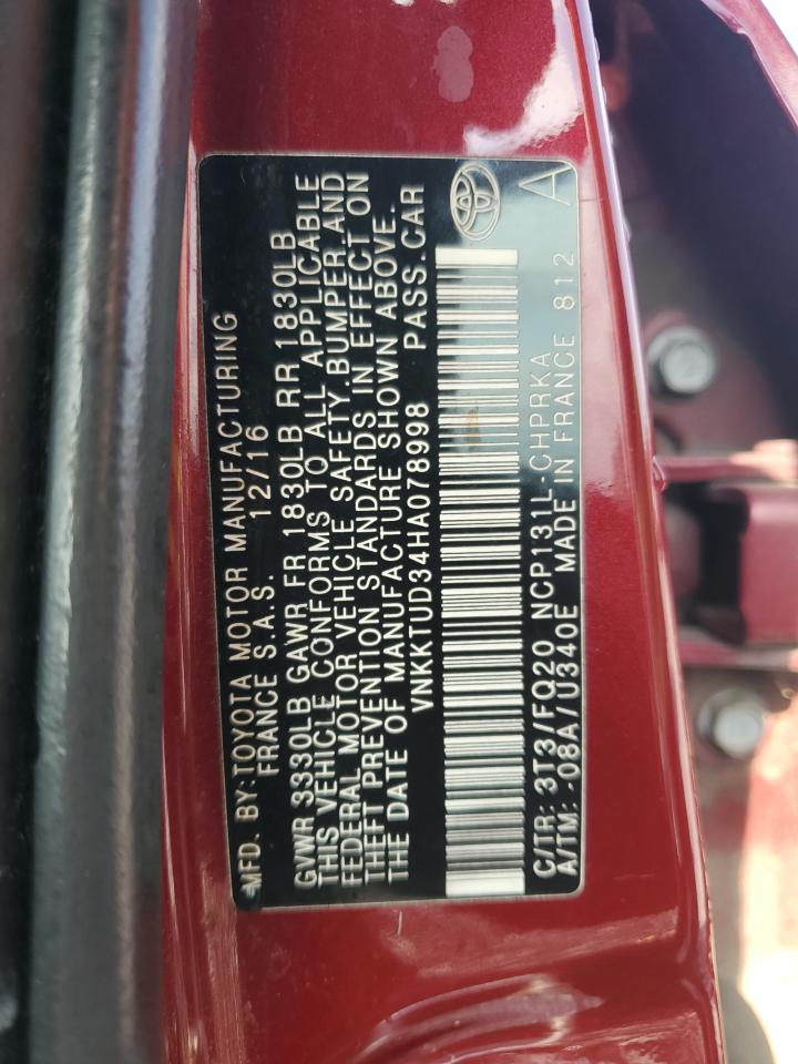2017 Toyota Yaris L VIN: VNKKTUD34HA078998 Lot: 69921515
