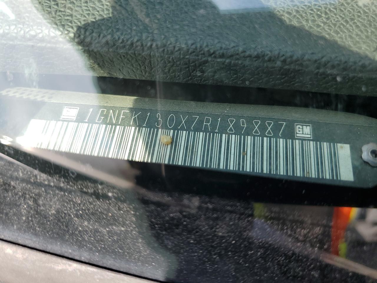 2007 Chevrolet Tahoe K1500 VIN: 1GNFK130X7R189887 Lot: 70228935