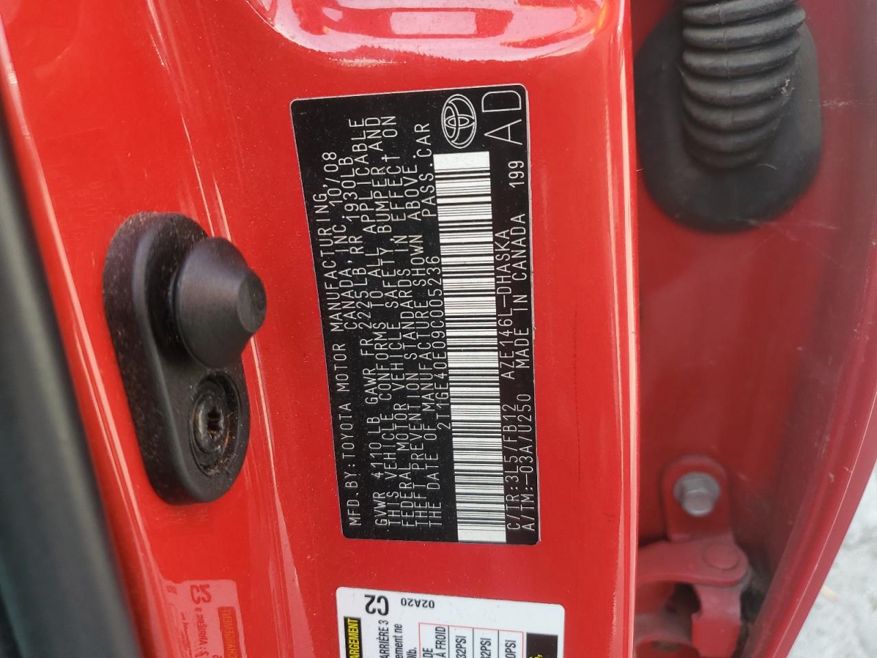 2009 Toyota Corolla Matrix Xrs VIN: 2T1GE40E09C005236 Lot: 68576525