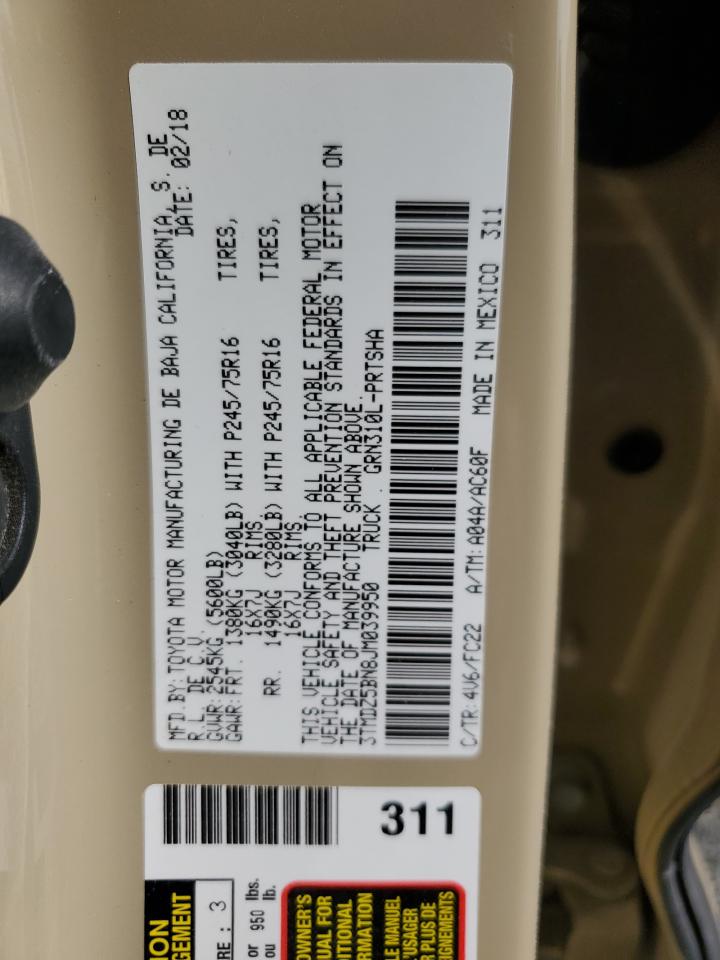 2018 Toyota Tacoma Double Cab VIN: 3TMDZ5BN8JM039950 Lot: 67952175