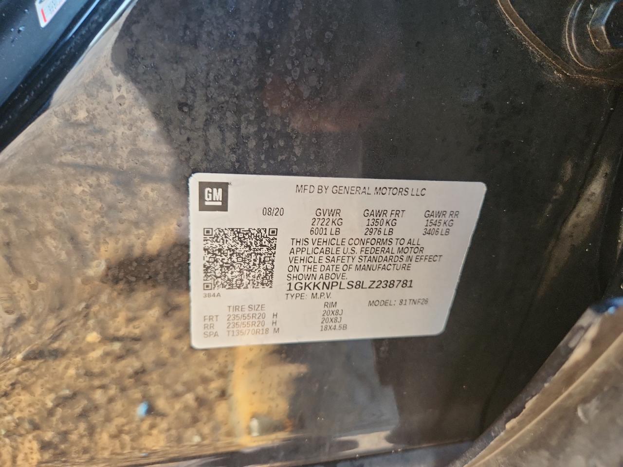 2020 GMC Acadia Denali VIN: 1GKKNPLS8LZ238781 Lot: 69026985