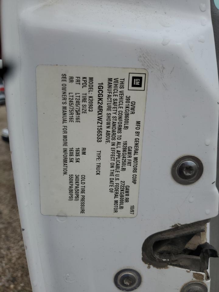 1998 Chevrolet Gmt-400 K2500 VIN: 1GCGK24RXWZ156533 Lot: 68326885