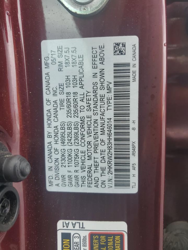 2017 Honda Cr-V Exl VIN: 2HKRW2H83HH646014 Lot: 68097065