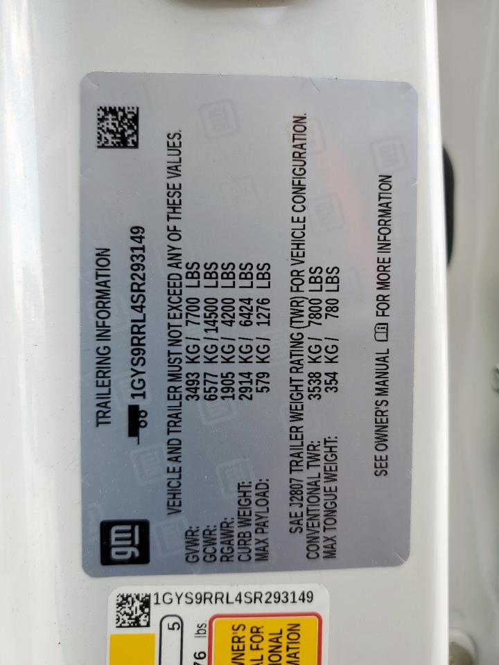 2025 Cadillac Escalade Esv Sport Platinum VIN: 1GYS9RRL4SR293149 Lot: 69580495