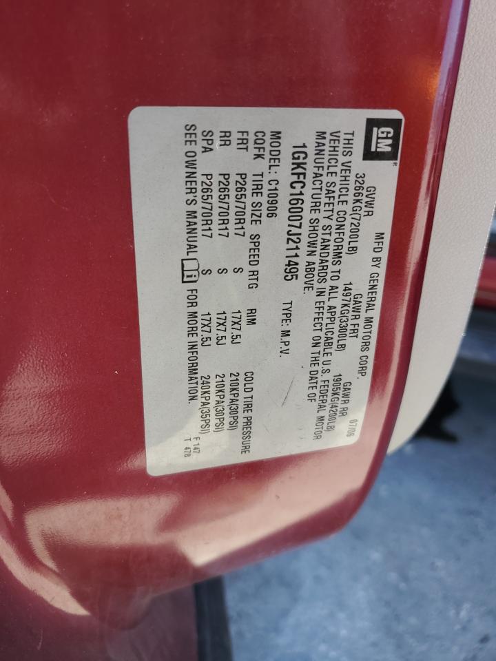 2007 GMC Yukon Xl C1500 VIN: 1GKFC16007J211495 Lot: 70266355