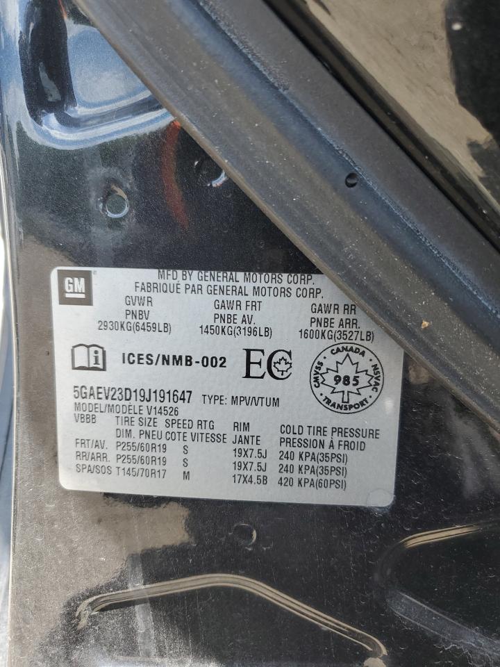 2009 Buick Enclave Cxl VIN: 5GAEV23D19J191647 Lot: 69446655