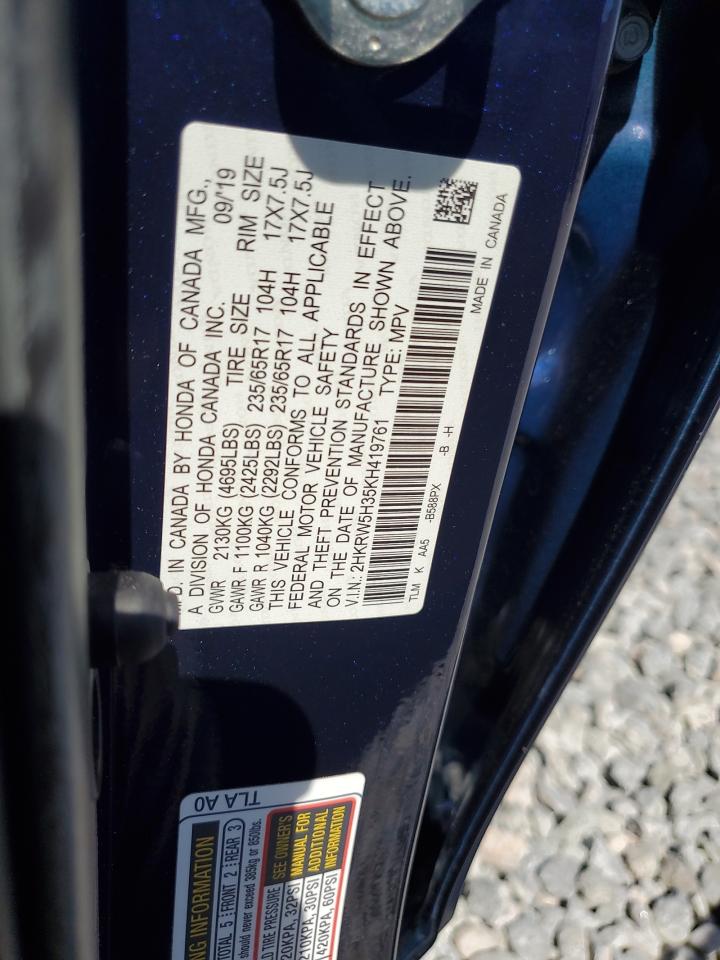 2019 Honda Cr-V Lx VIN: 2HKRW5H35KH419761 Lot: 68118735