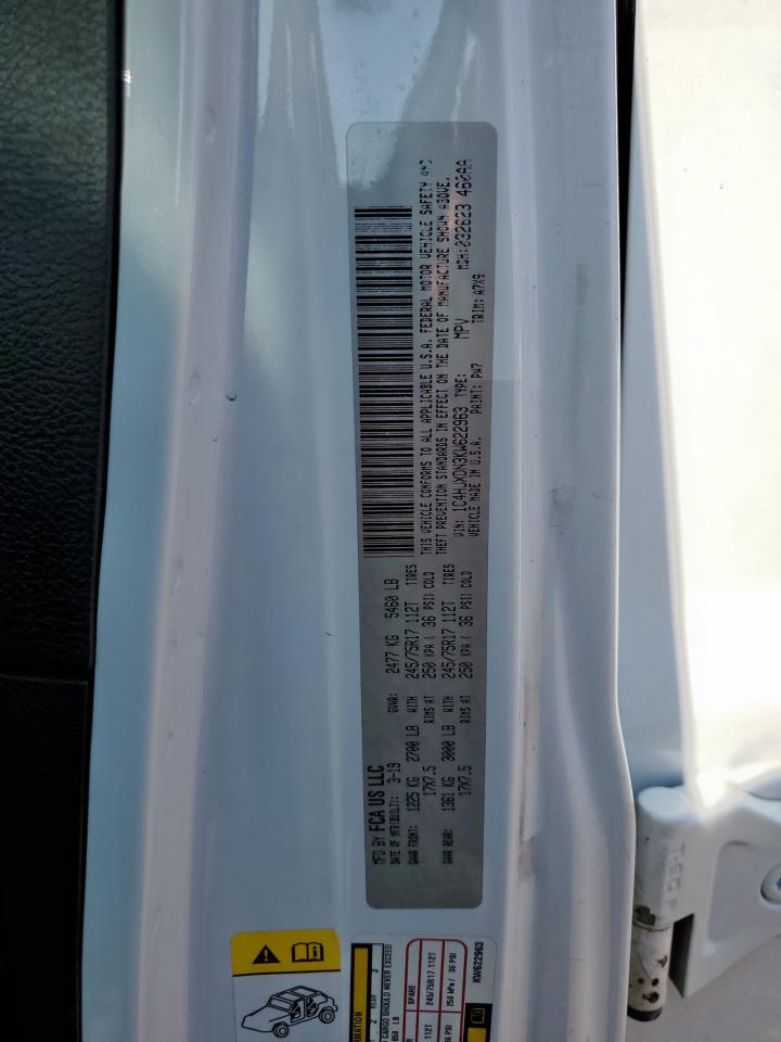 2019 Jeep Wrangler Unlimited Sport VIN: 1C4HJXDN3KW622963 Lot: 89634955