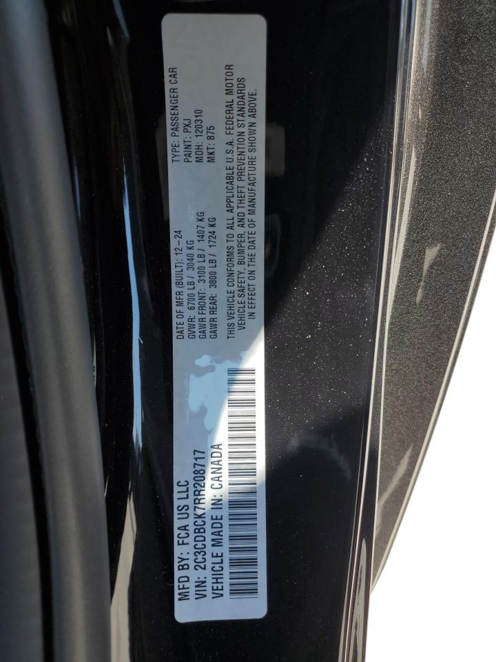 2024 Dodge Charger Daytona R/T VIN: 2C3CDBCK7RR208717 Lot: 68389905