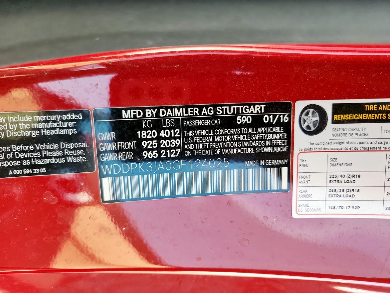 2016 Mercedes-Benz Slk 300 VIN: WDDPK3JA0GF124025 Lot: 69971835