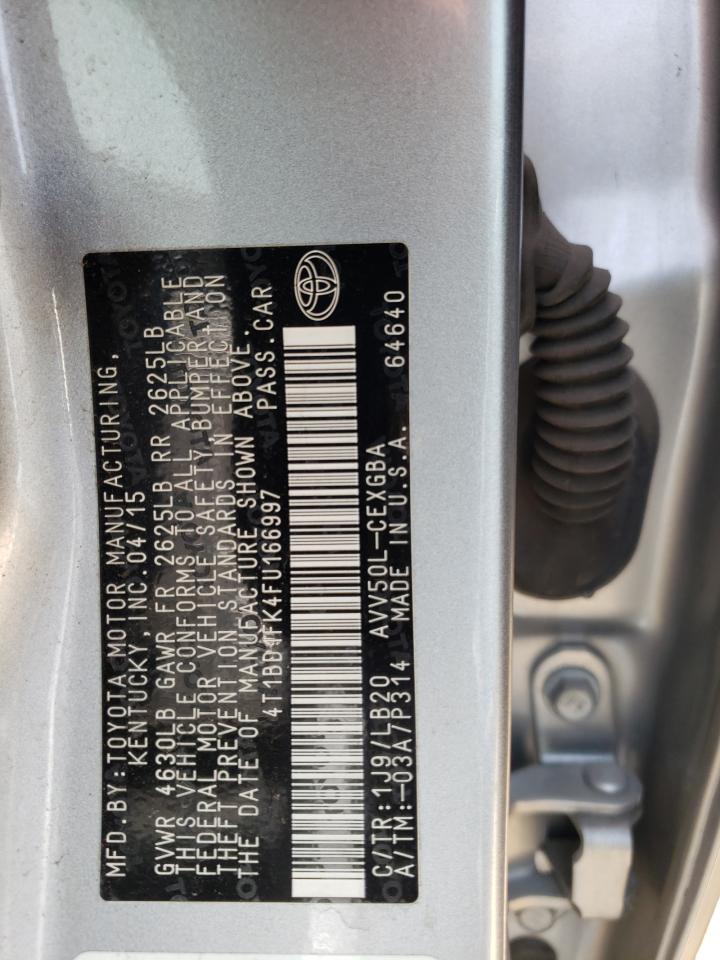 2015 Toyota Camry Hybrid VIN: 4T1BD1FK4FU166997 Lot: 67981695