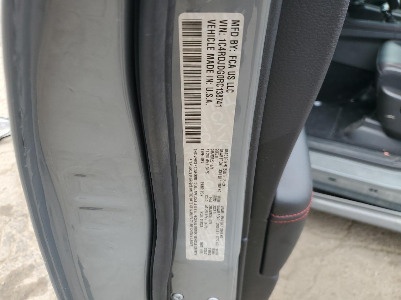 2024 Dodge Durango Gt VIN: 1C4RDJDG0RC138741 Lot: 70255615