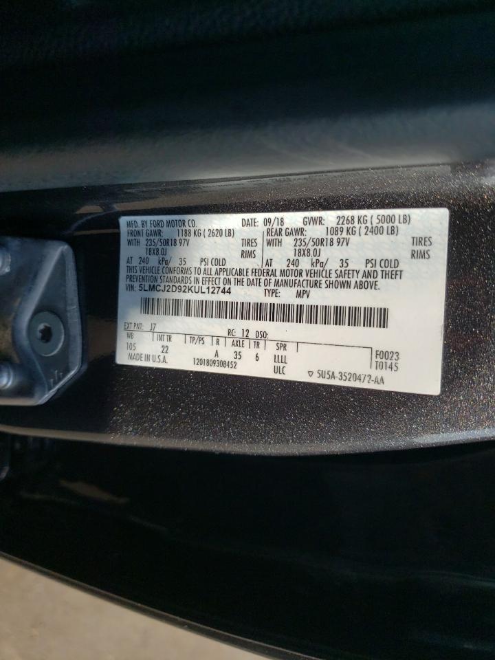 2019 Lincoln Mkc Select VIN: 5LMCJ2D92KUL12744 Lot: 68367585