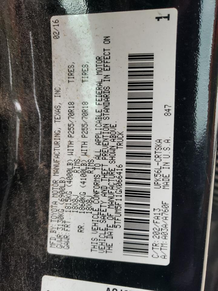 2016 Toyota Tundra Double Cab Sr VIN: 5TFUM5F11GX066416 Lot: 81595965