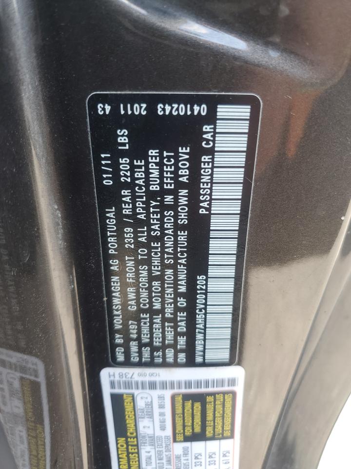 2012 Volkswagen Eos Komfort VIN: WVWBW7AH5CV001205 Lot: 70142735