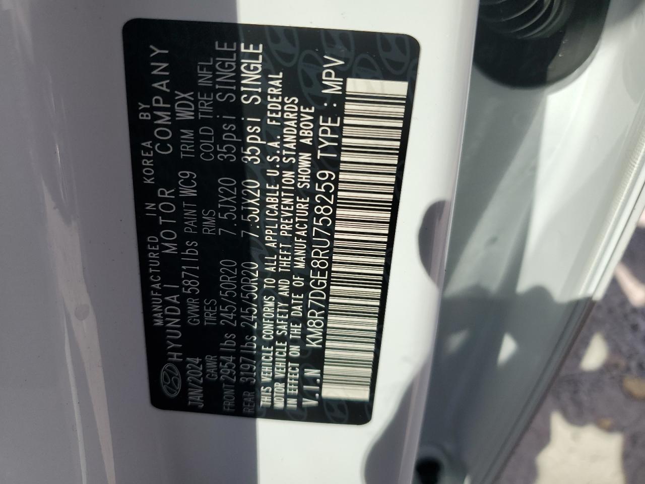 2024 Hyundai Palisade Calligraphy VIN: KM8R7DGE8RU758259 Lot: 68087365