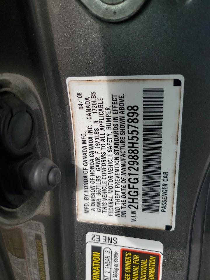 2008 Honda Civic Exl VIN: 2HGFG12988H557898 Lot: 70732245