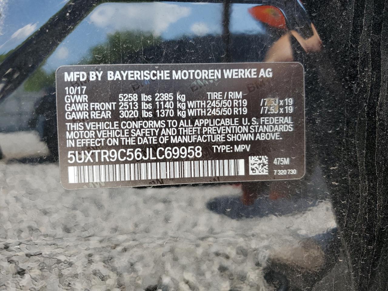 2018 BMW X3 xDrive30I VIN: 5UXTR9C56JLC69958 Lot: 67579745