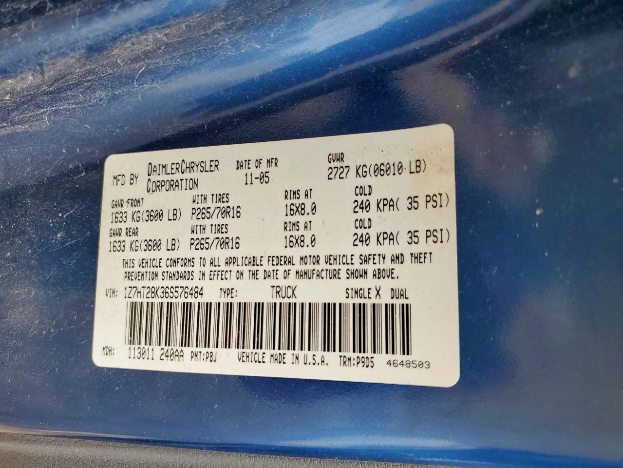 2006 Mitsubishi Raider Ls VIN: 1Z7HT28K36S576484 Lot: 71050565