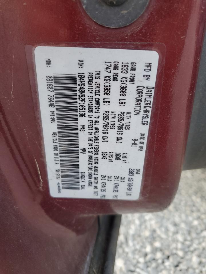 2002 Dodge Durango Slt VIN: 1B4HS48N92F105136 Lot: 67446745