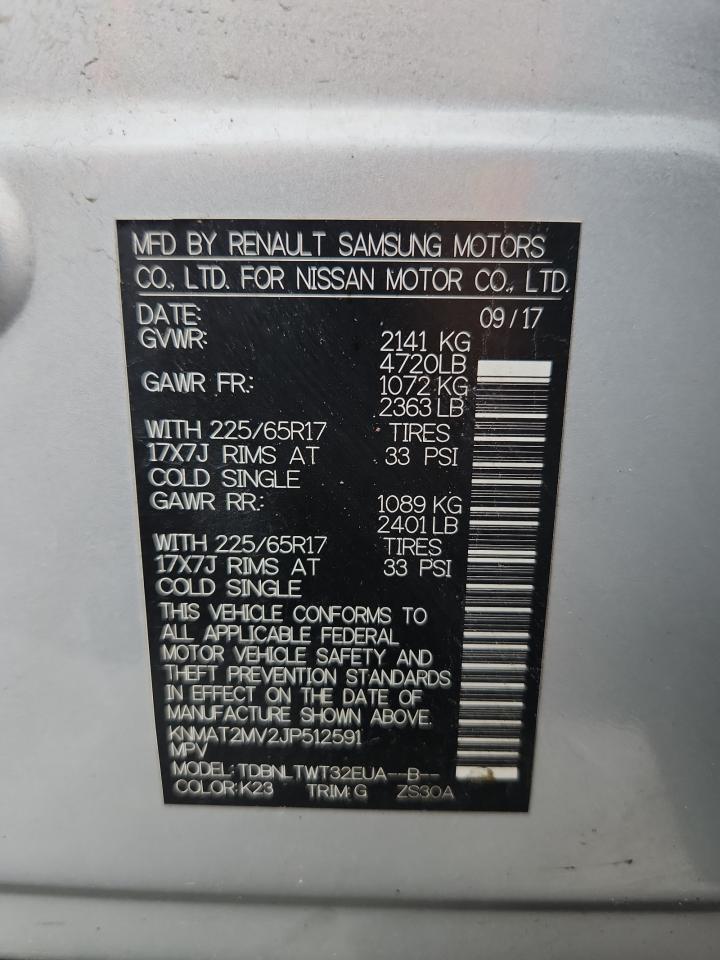 2018 Nissan Rogue S VIN: KNMAT2MV2JP512591 Lot: 69370235