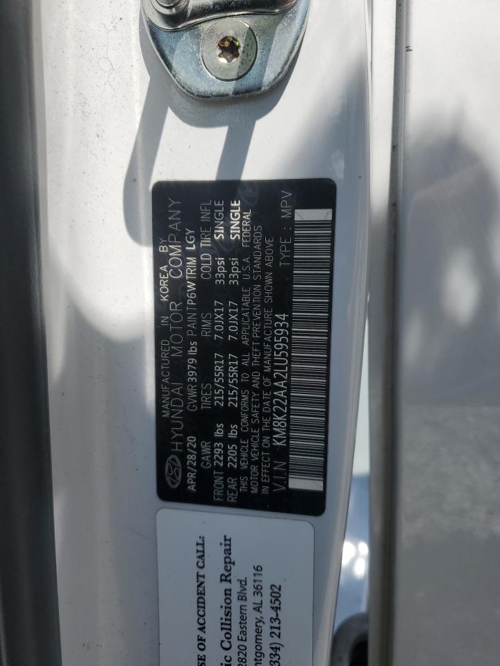 2020 Hyundai Kona Sel VIN: KM8K22AA2LU595934 Lot: 68362125