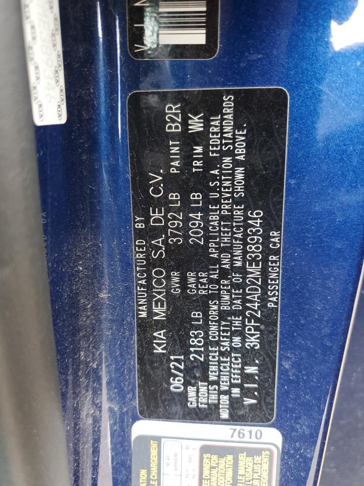 2021 Kia Forte Fe VIN: 3KPF24AD2ME389346 Lot: 69738335