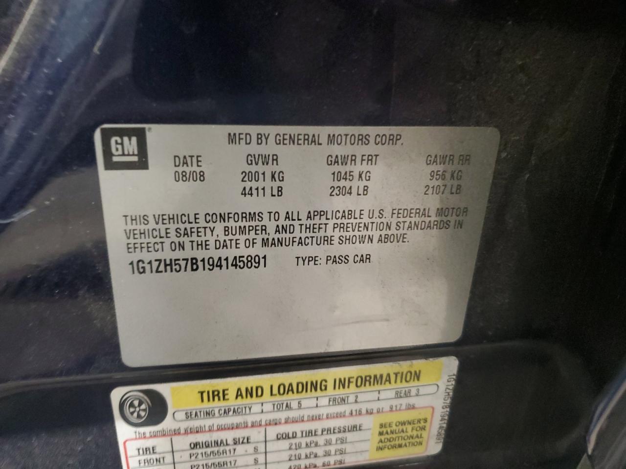 2009 Chevrolet Malibu 1Lt VIN: 1G1ZH57B194145891 Lot: 71080015