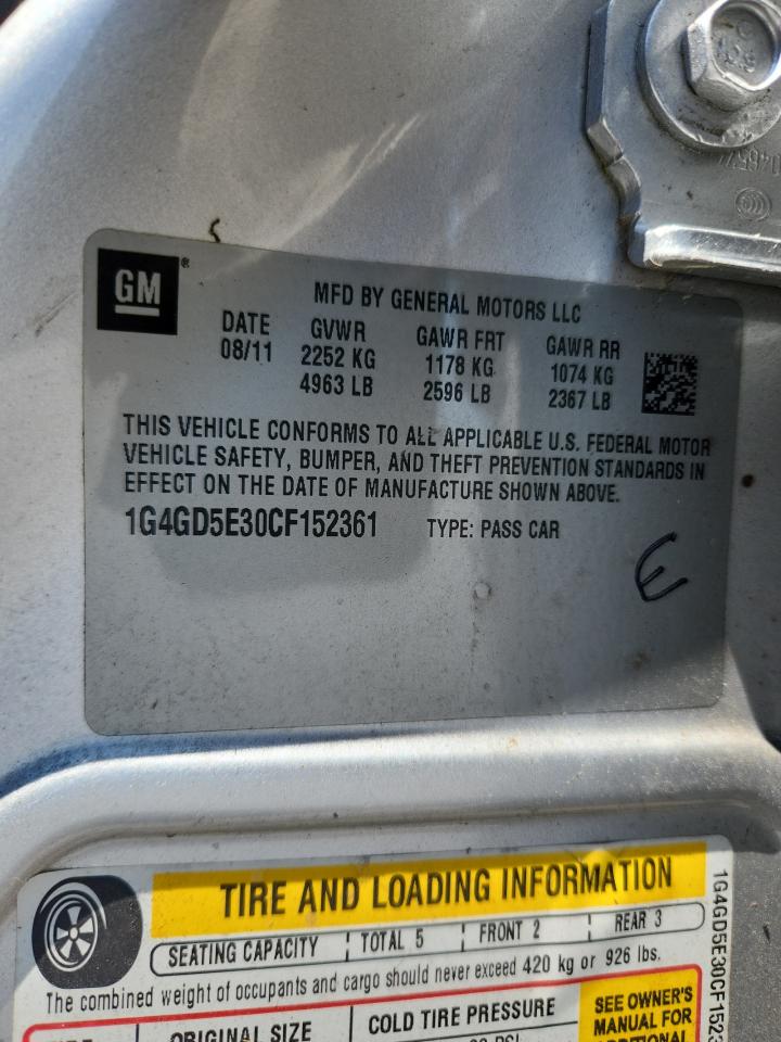 2012 Buick Lacrosse Premium VIN: 1G4GD5E30CF152361 Lot: 70587895